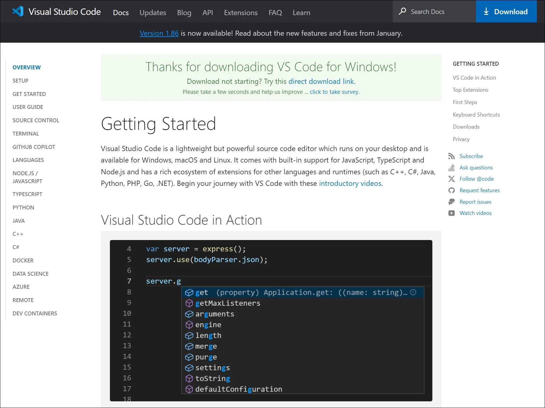 Visual Studio Codeのインストーラーのダウンロード中の画面